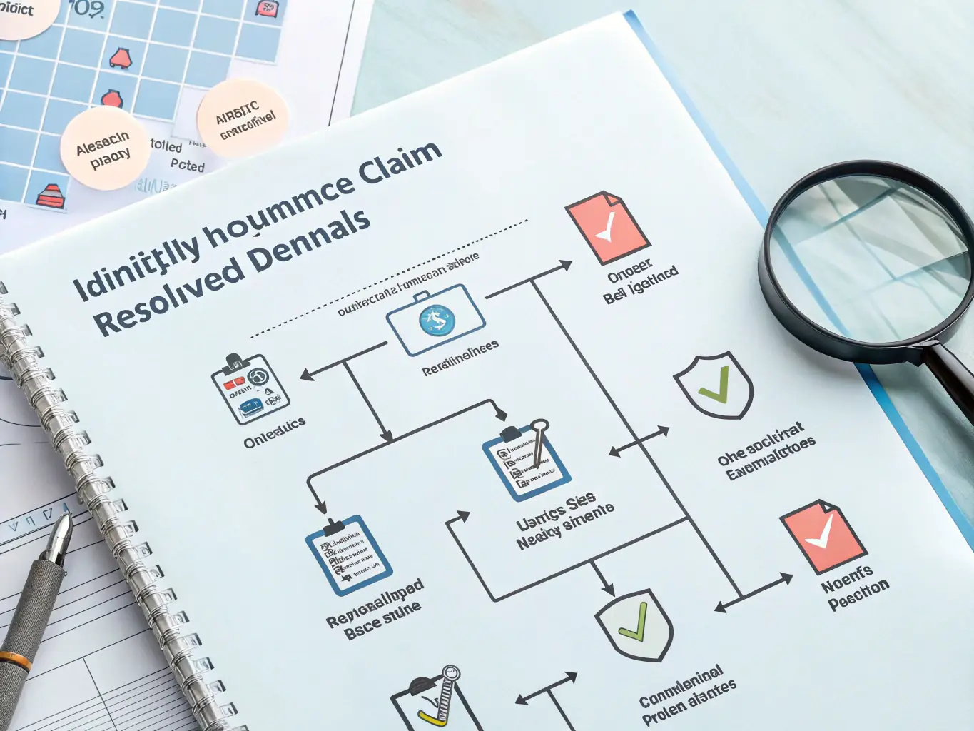 A detailed graphic illustrating the process of identifying, appealing, and resolving claim denials to minimize revenue loss.