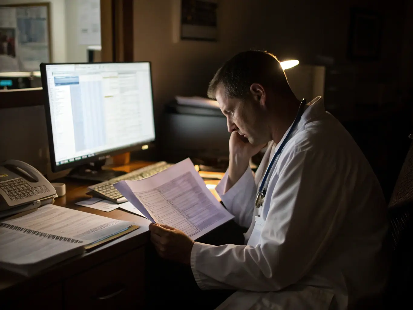 An image of a billing specialist efficiently managing payment postings on a computer screen, ensuring accuracy and compliance.